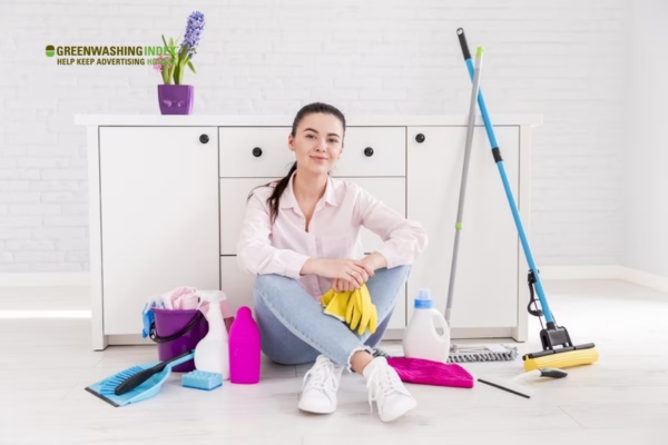 Smiling woman with Method cleaning products in a bright, organized space