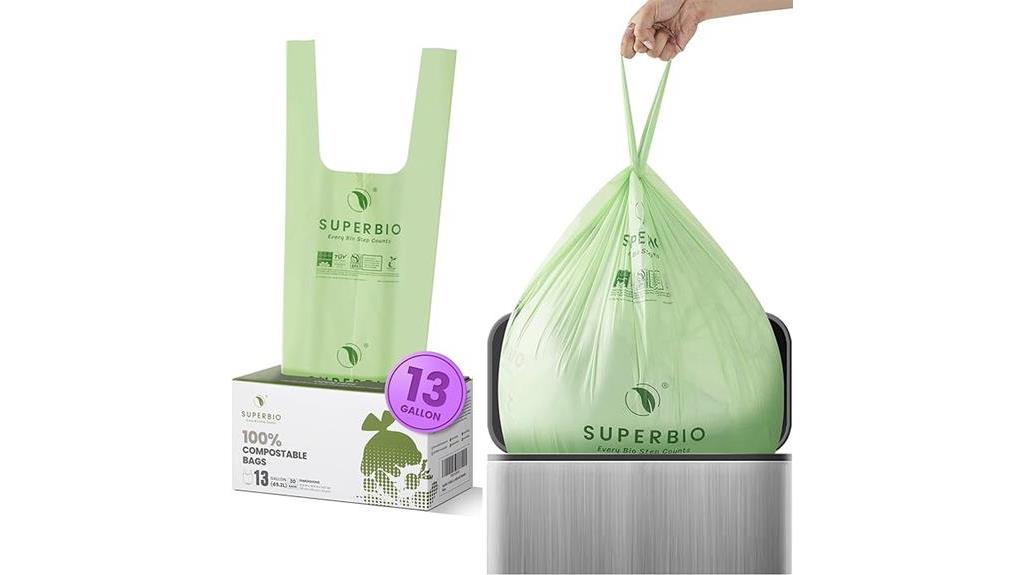 Best biodegradable garbage bags: SUPERBIO 13 Gallon, Heavy Duty Garbage Bags, 30 Count