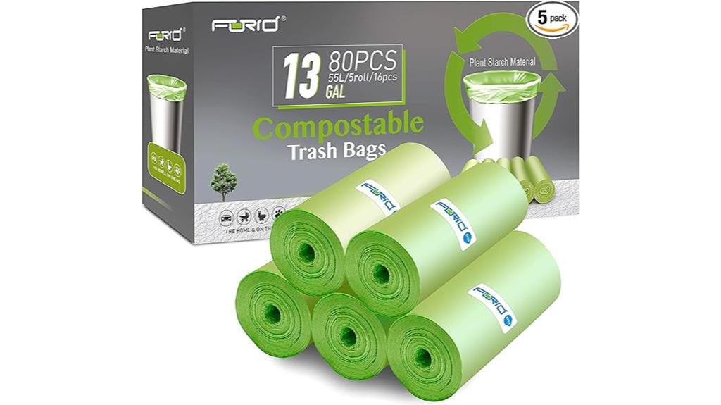 Best biodegradable garbage bags: FORID Compostable Trash Bags 13 Gallon (80 Count)