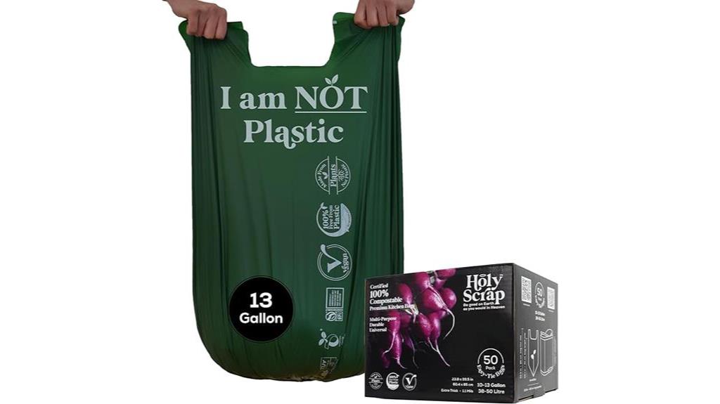 Best biodegradable garbage bags: HOLY SCRAP! Large Trash Bags (10-13 Gallon, 50 Pack)