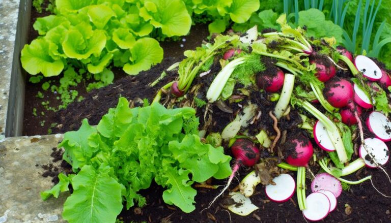 composting radishes in garden