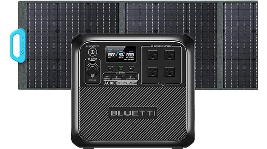 Best Solar Generator: BLUETTI Solar Generator AC180 with 200W Solar Panel Included