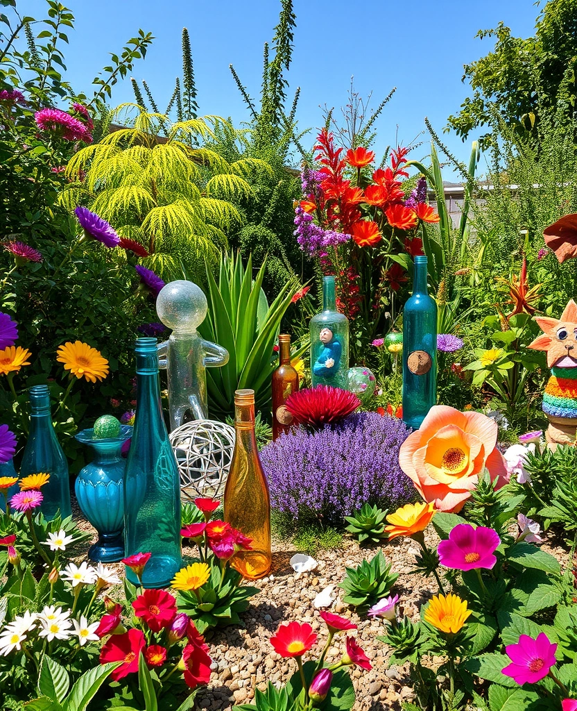 15 Ways to Use Recycled Materials in Your Garden - 11. Garden Art from Recycled Materials