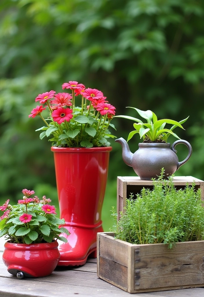 15 Ways to Use Recycled Materials in Your Garden - 1. Upcycled Planters