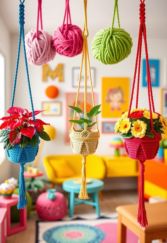 Colorful Rainbow Crochet Hangers