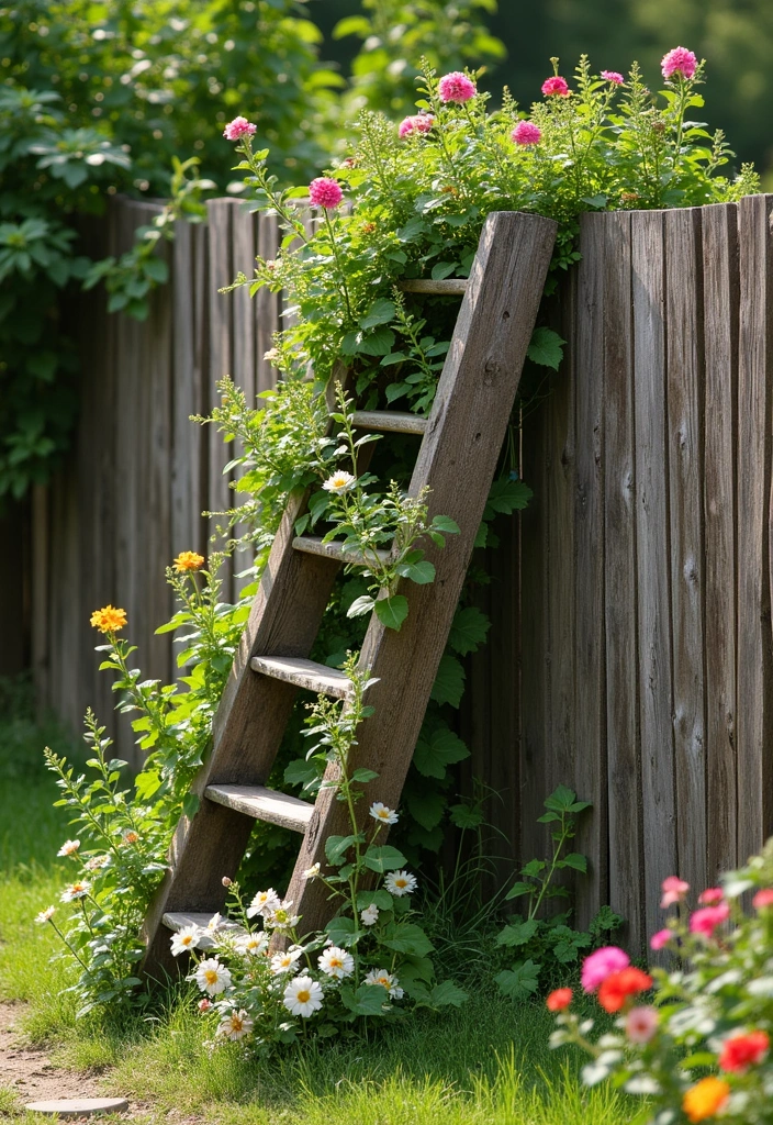 15 Ways to Use Recycled Materials in Your Garden - 10. Trellises from Old Ladders