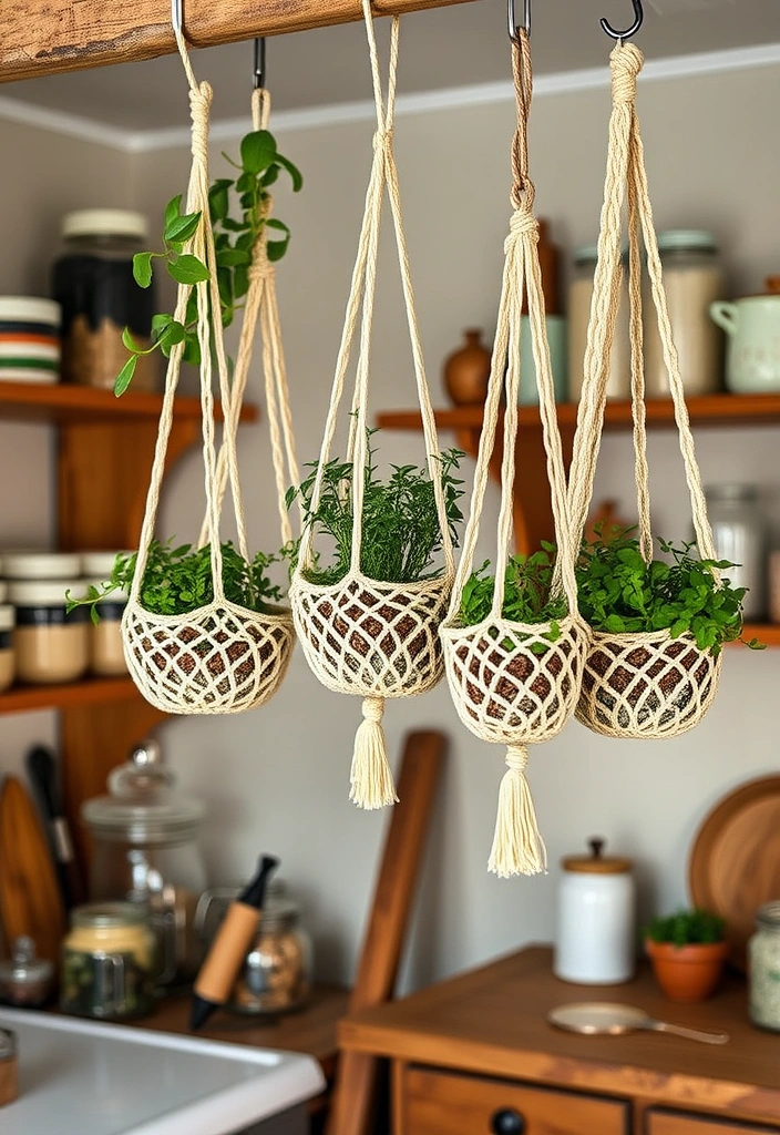 Vintage Crochet Hanging Baskets