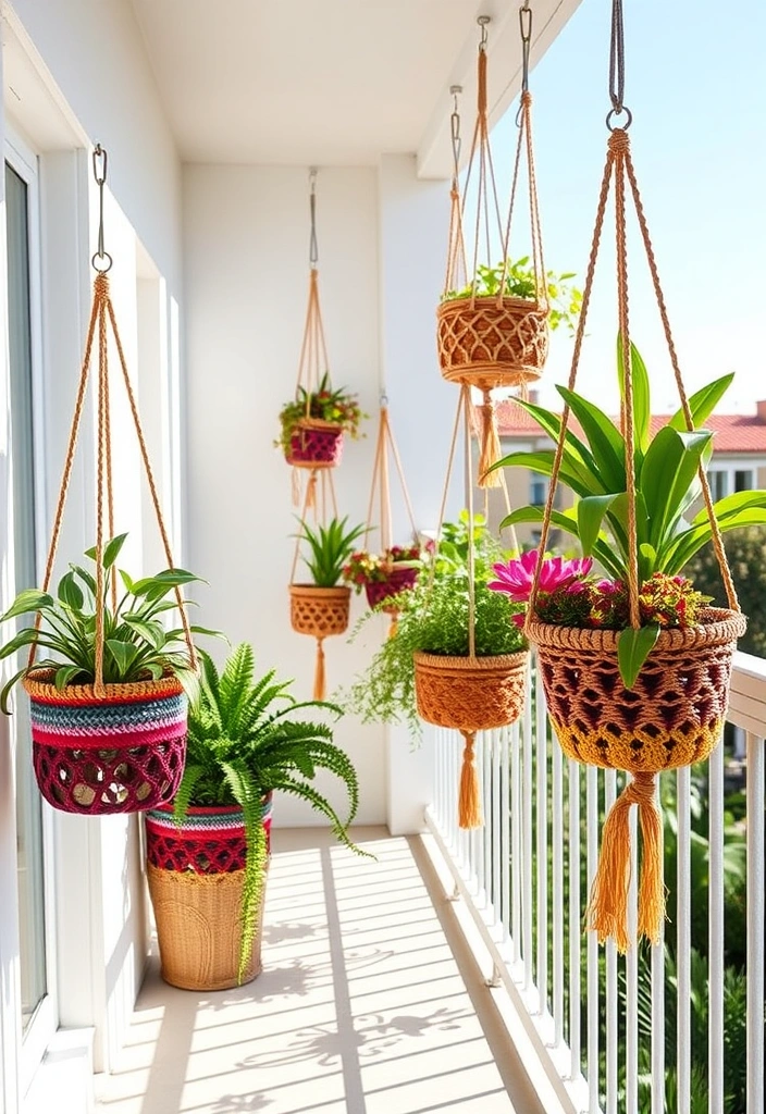 Hanging Woven Crochet Planters