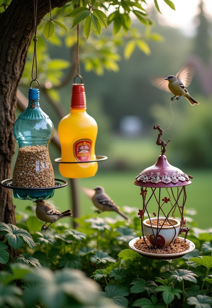 15 Ways to Use Recycled Materials in Your Garden - 5. Bird Feeders from Recycled Materials