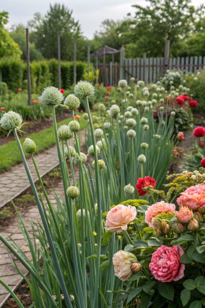 Garlic and Roses: A Floral Fortress