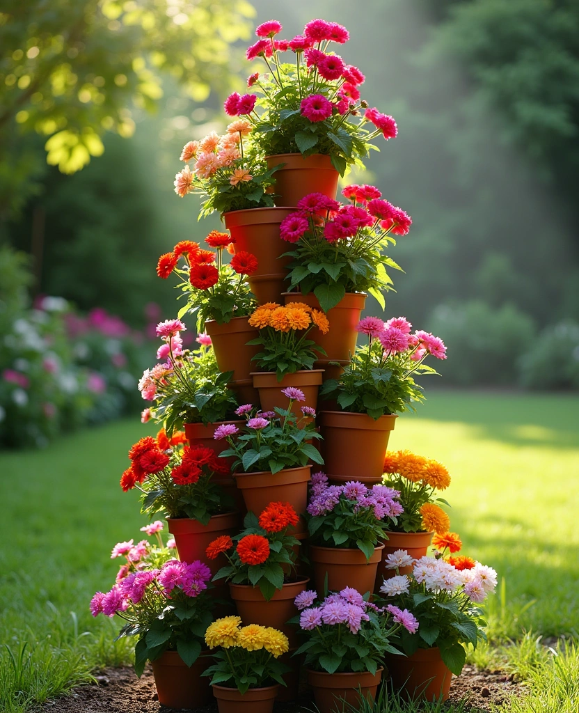 20+ Vertical Flower Gardening Ideas That Maximize Space and Beauty! - 8. Flower Tower