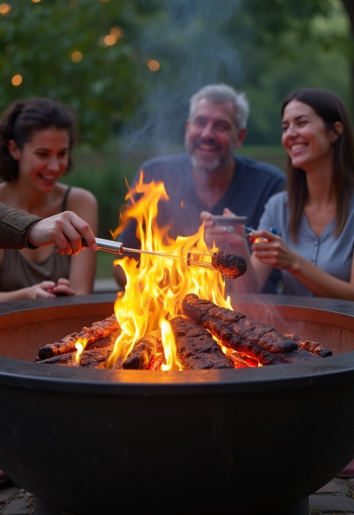 Fire Pit with Built-in Grill