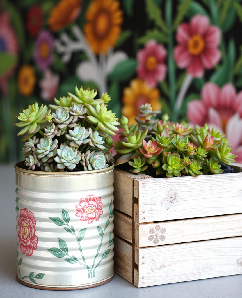 14 Stunning Succulent Planter Ideas - 6. Repurposed Containers