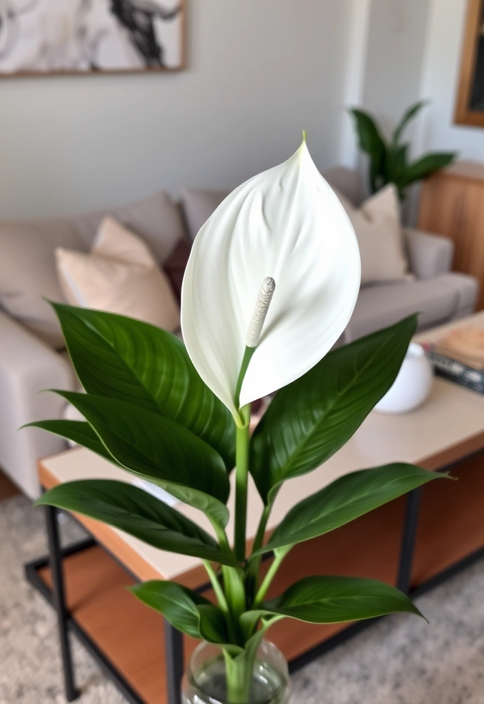 Top 9 Small Indoor Plants for Tiny Spaces - 5. Peace Lily (Spathiphyllum)