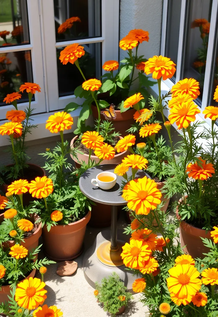 14 Gorgeous Potted Flowers to Transform Your Patio Instantly - 3. Cheerful Marigolds