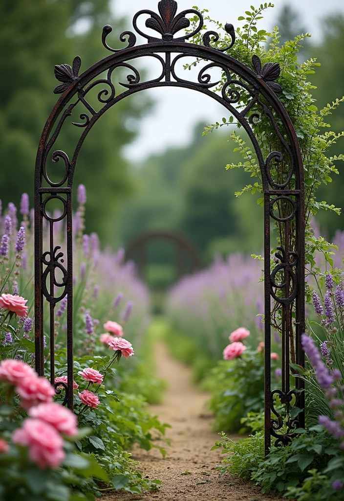 20 Garden Border Ideas for Curb Appeal - 10. Vintage Iron Borders