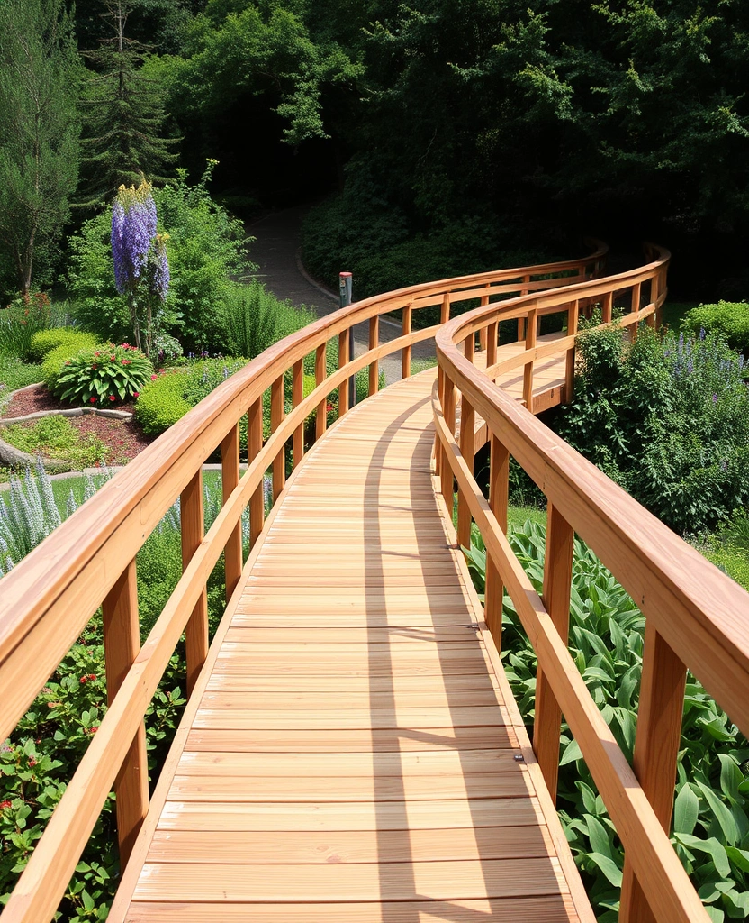 18 Best Wooden Walkway Designs for Backyard Landscaping - 7. Elevated Wooden Walkways