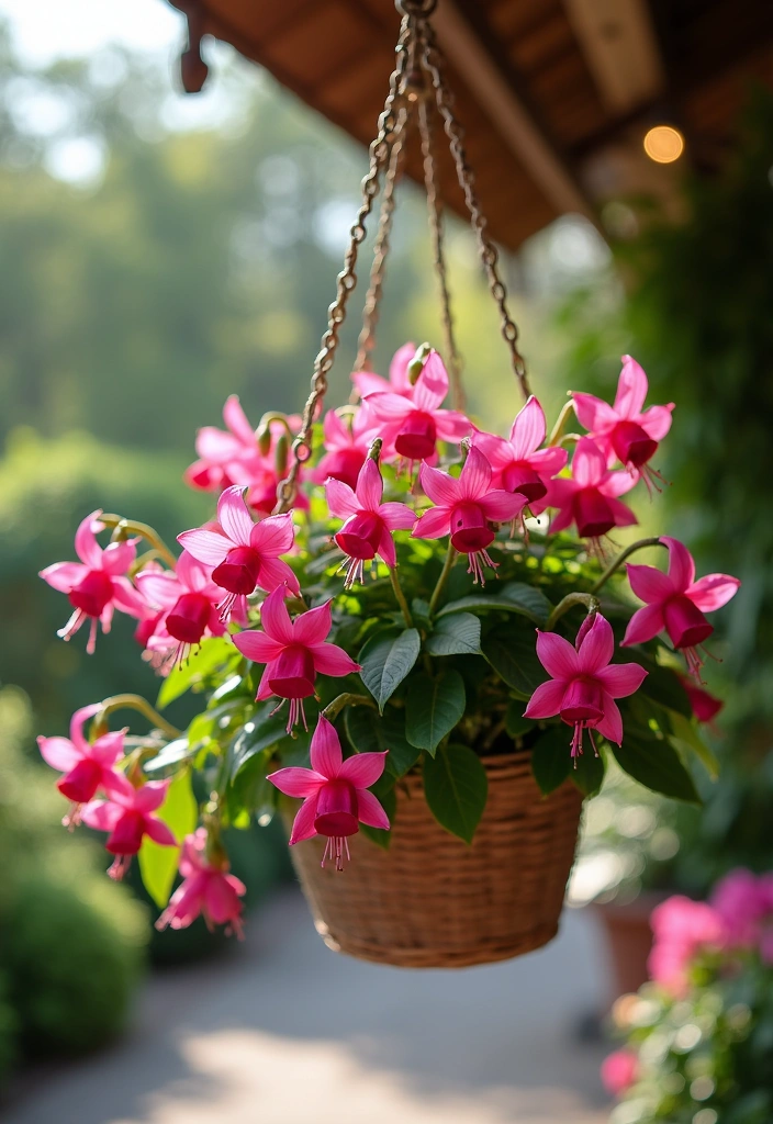 10 Best Flowers for Container Gardening: Potted Beauty - 9. Fuchsia: Elegance in Shade