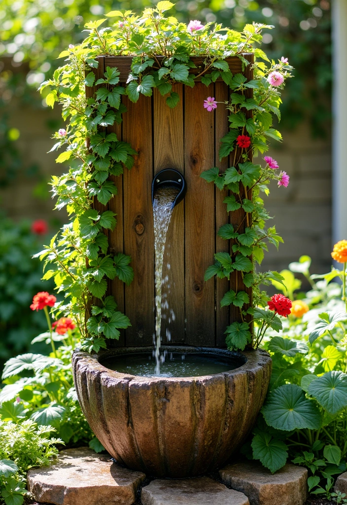 20 DIY Solar Fountain Ideas to Transform Your Garden - 9. Vertical Garden Fountain