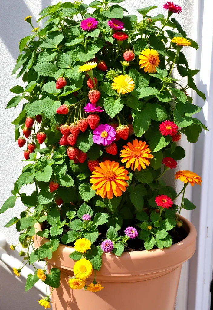 20+ Vertical Flower Gardening Ideas That Maximize Space and Beauty! - 18. Vertical Fruit and Flower Combination Garden