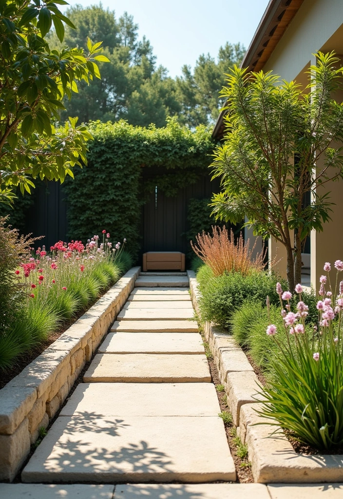 20 Garden Border Ideas for Curb Appeal - 12. Minimalist Sandstone Borders