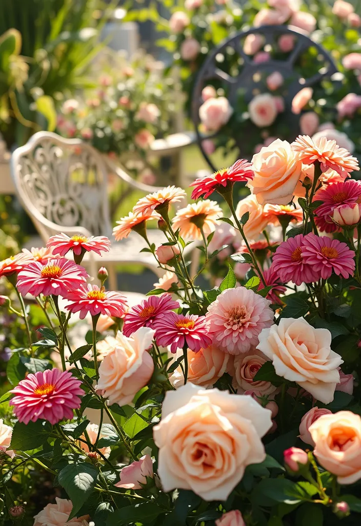 12 Easy Zinnia and Rose Garden Combinations - 10. Vintage Charm