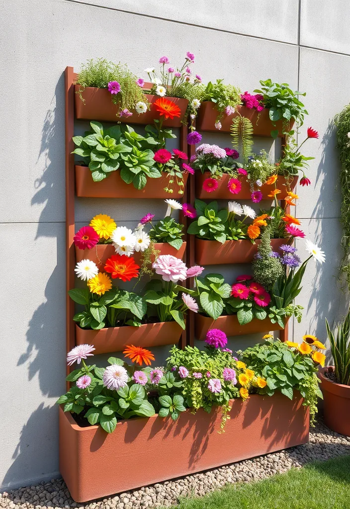 20+ Vertical Flower Gardening Ideas That Maximize Space and Beauty! - 21. Vertical Planter Wall Art