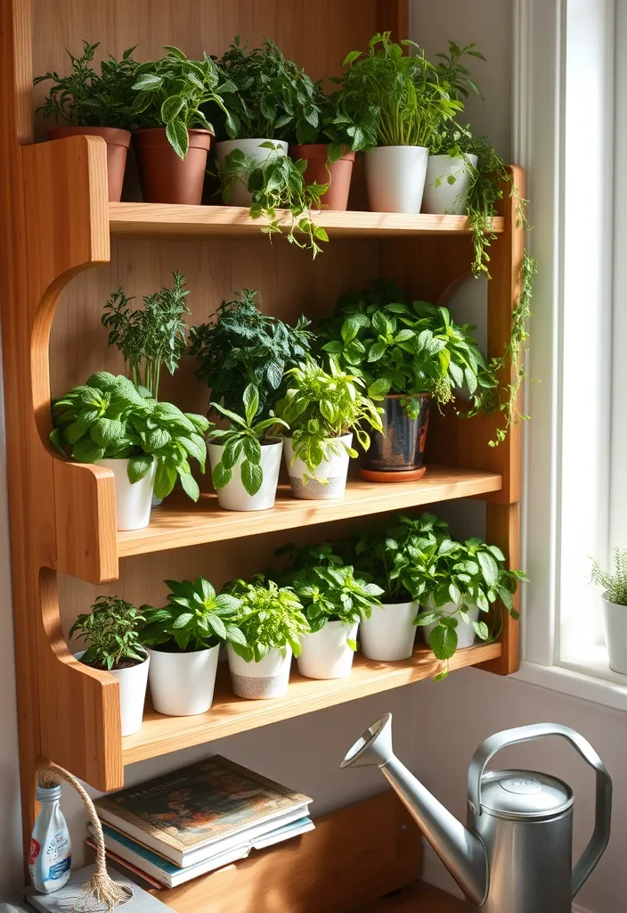 15 Indoor Herb Gardens and Expert Tips to Keep Them Thriving! - 5. Indoor Herb Shelf