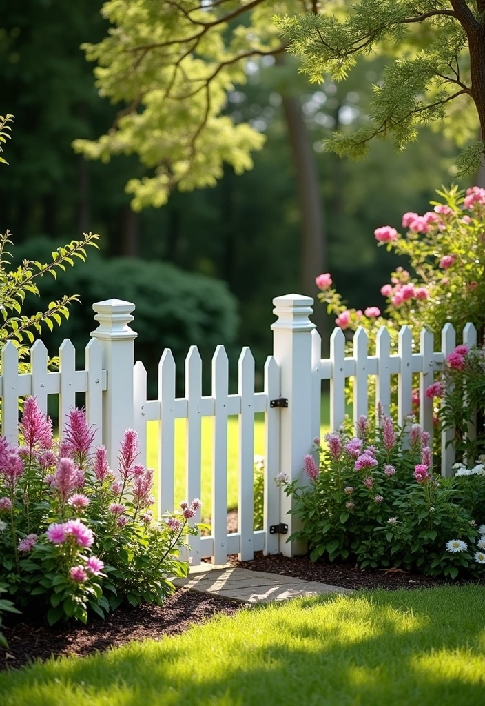 20 Wood and Wire Fence Design Ideas for Your Garden - 19. Classic White Picket Fence