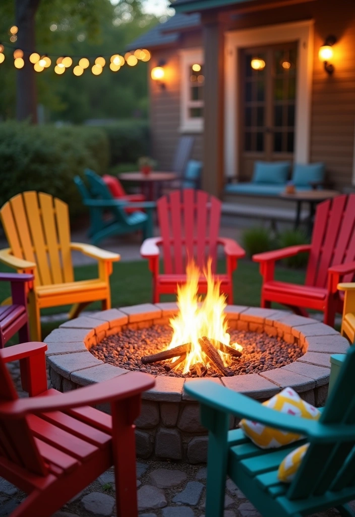 Fire Pit with Colorful Seating