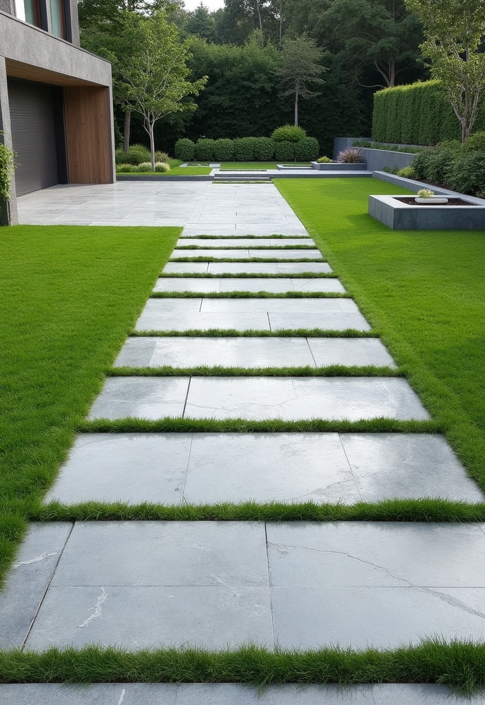 17 Modern Driveway Design Ideas - 3. Sleek Concrete Panels