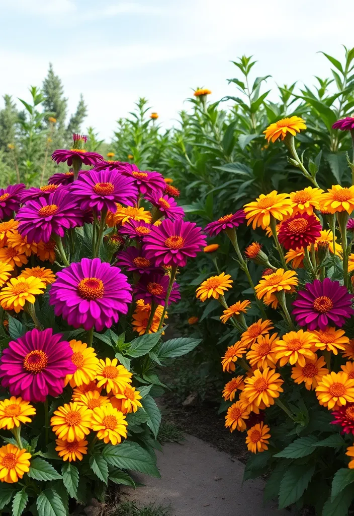 15 Stunning Zinnia and Marigold Garden Combos - 3. Vibrant Contrast