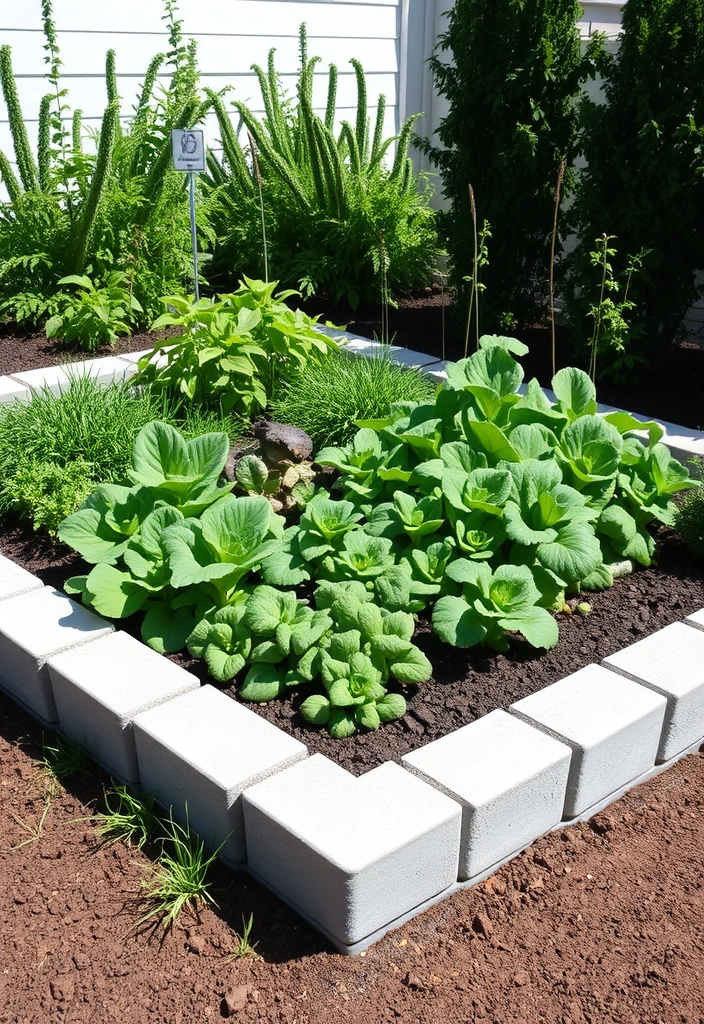 21 DIY Garden Edging Ideas on a Budget - 6. Concrete Block Edging