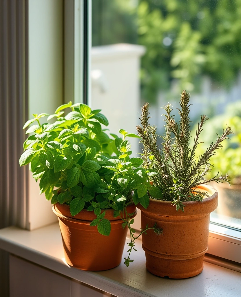 16 Lush and Easy Care Container Plants That Thrill - 9. Herbs (Basil, Mint, Rosemary)