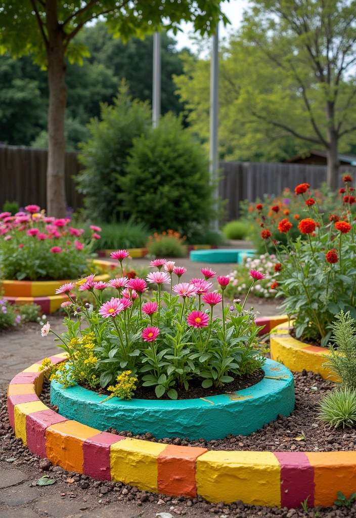 20 Garden Border Ideas for Curb Appeal - 18. Vibrant Painted Borders