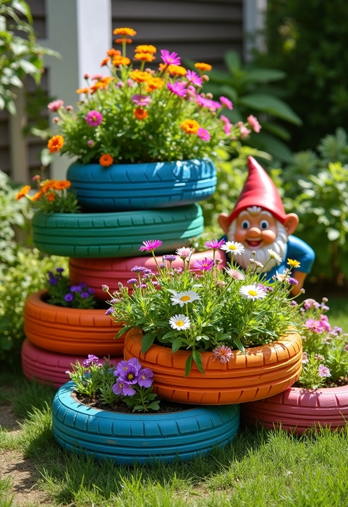 14 DIY Garden Projects for Your Yard - 3. Recycled Tire Planters