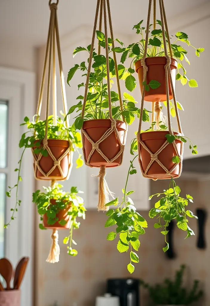 15 Indoor Herb Gardens and Expert Tips to Keep Them Thriving! - 9. Hanging Herb Garden