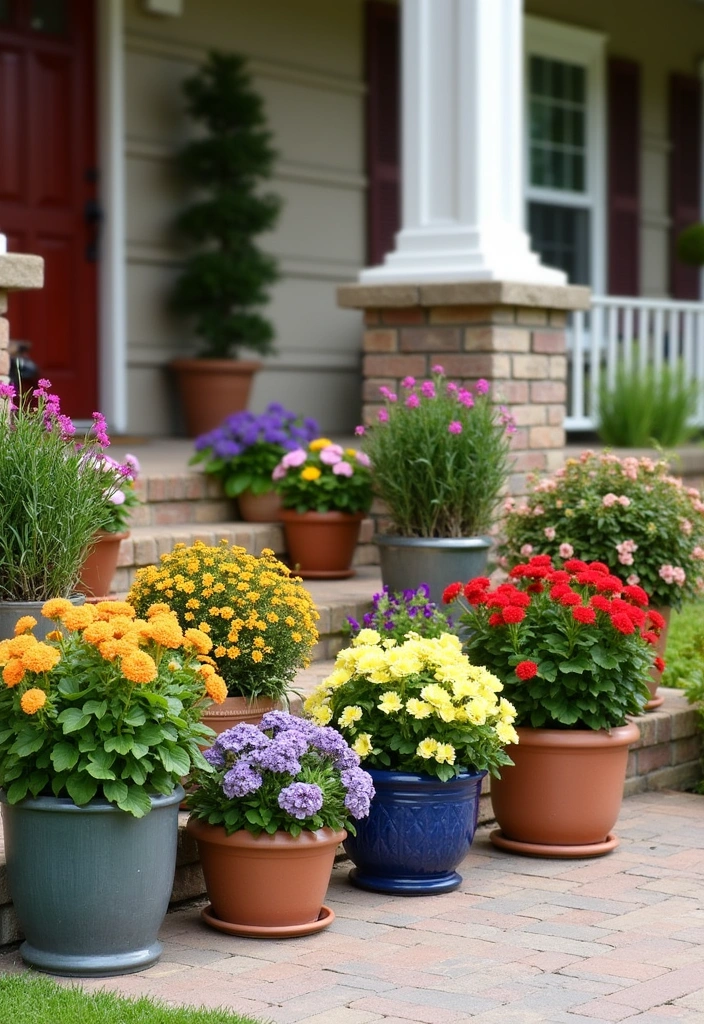 16 Front Yard Landscape Ideas to Inspire - 16. Seasonal Planters