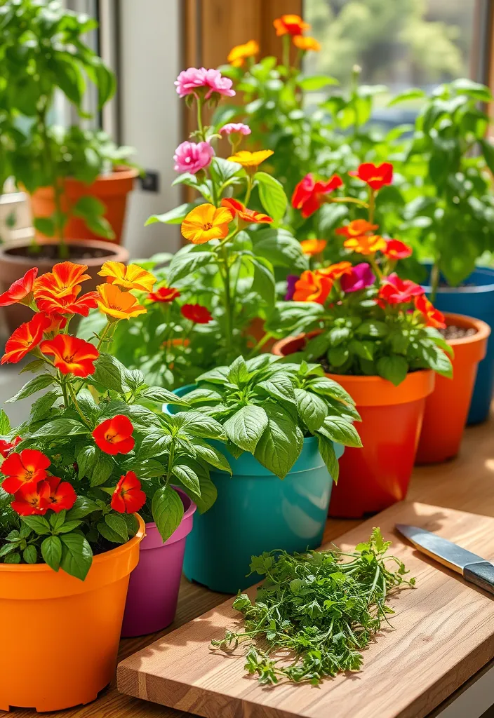 15 Indoor Herb Gardens and Expert Tips to Keep Them Thriving! - 15. Edible Flower and Herb Garden