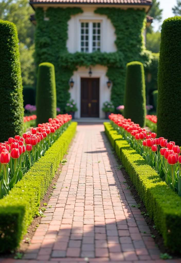 8 Front Flower Bed Ideas to Inspire - 5. Formal Symmetry