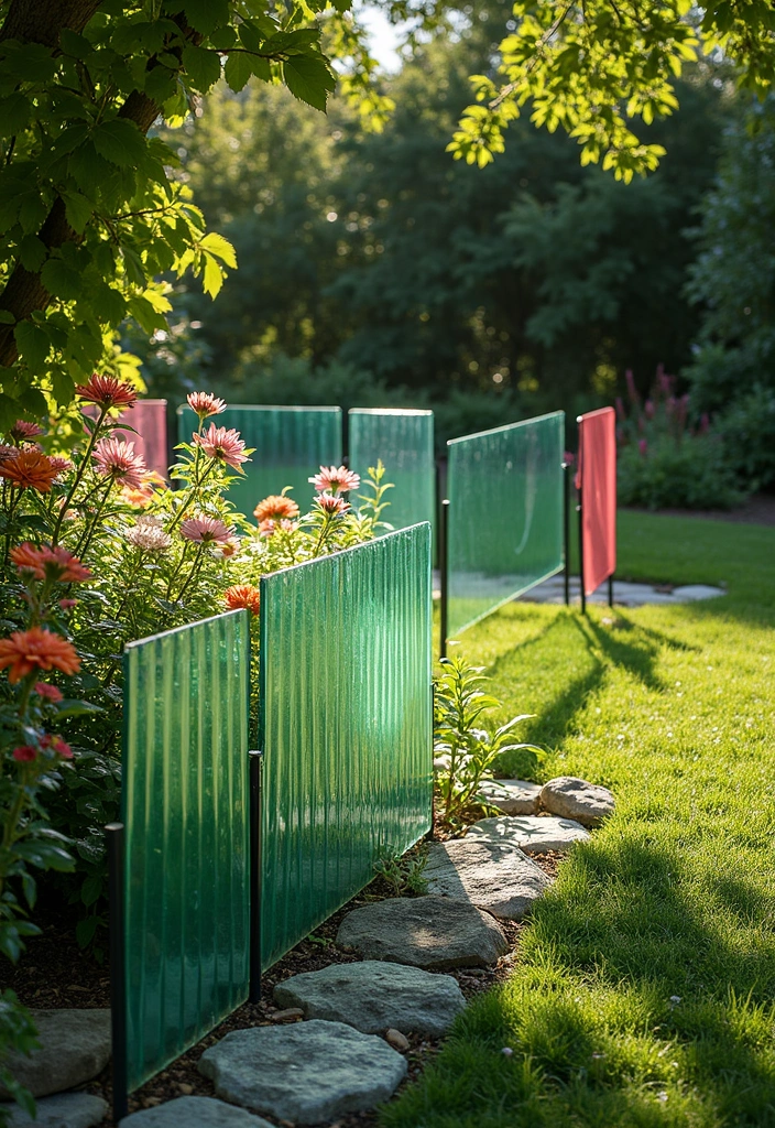 20 Garden Border Ideas for Curb Appeal - 14. Elegant Glass Borders