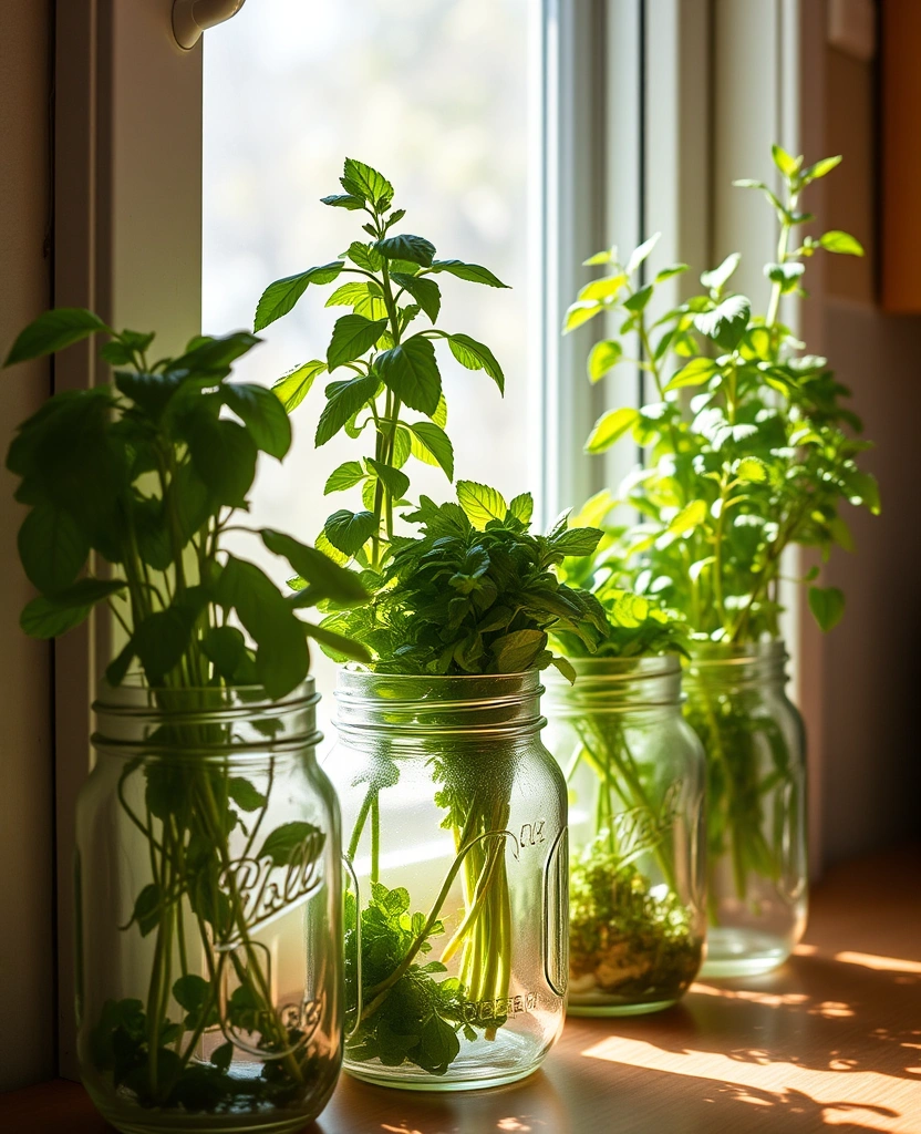 14 DIY Self-Watering Planters That Will Make Your Outdoor Space Thrive! - 7. Mason Jar Herb Garden