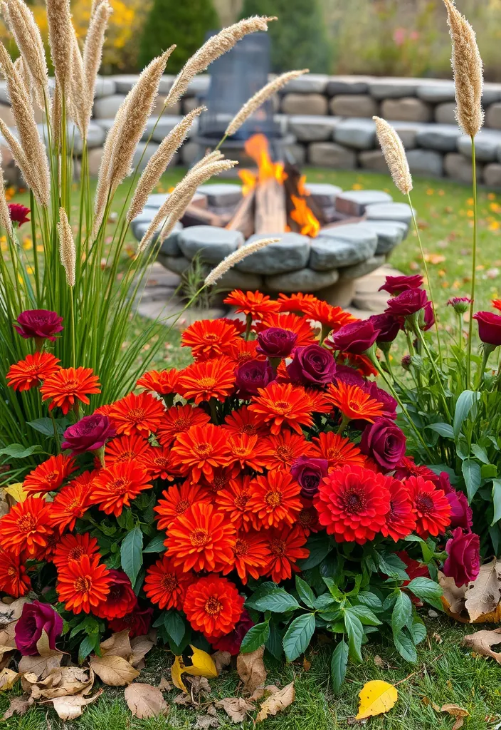 12 Easy Zinnia and Rose Garden Combinations - 6. Autumn Glow