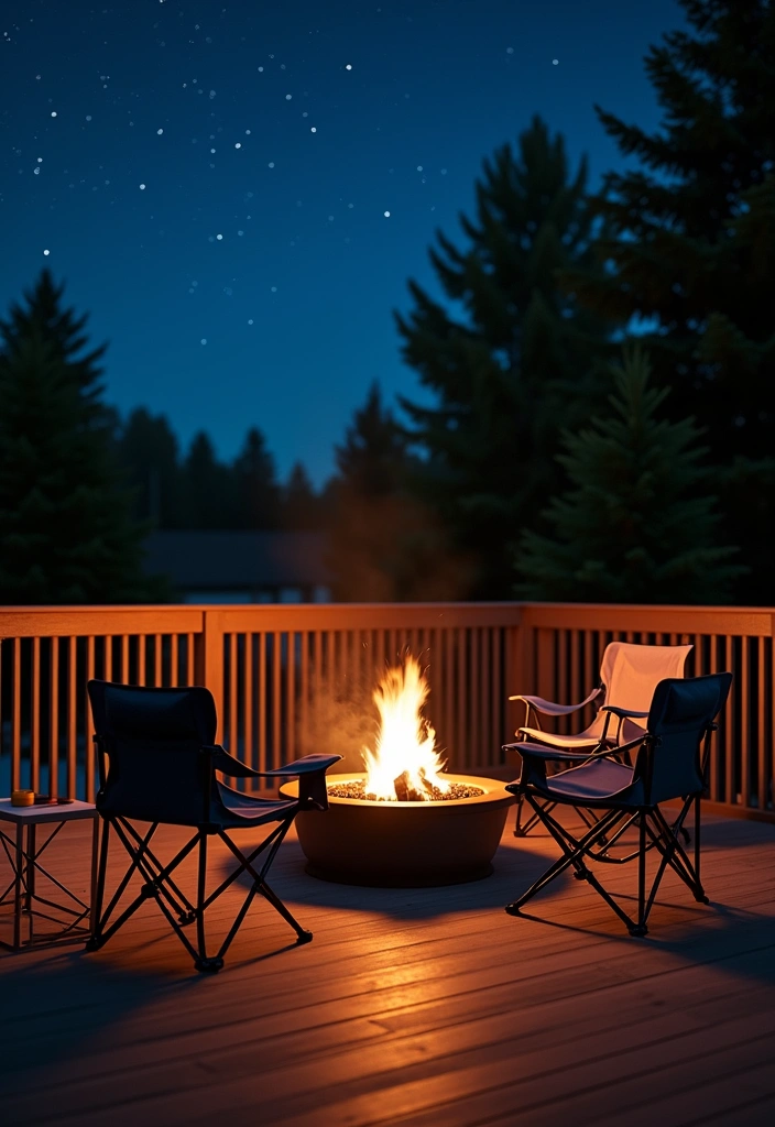 18 Deck Fire Pit Ideas for Cozy Nights - 4. Portable Fire Pit for Small Decks