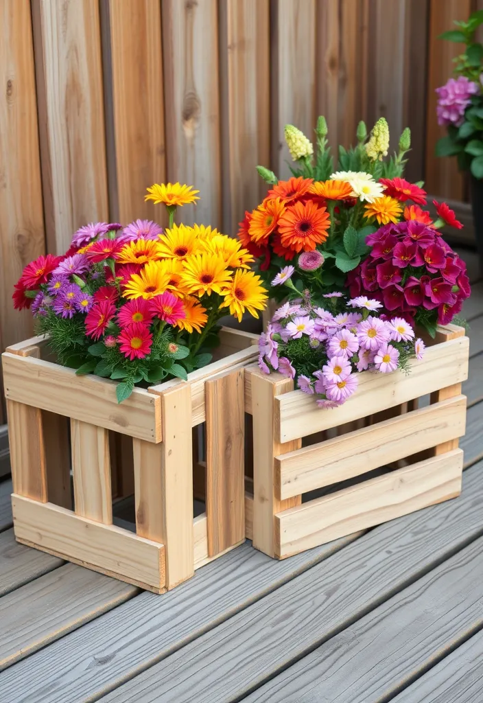 14 DIY Self-Watering Planters That Will Make Your Outdoor Space Thrive! - 10. Upcycled Wooden Crates