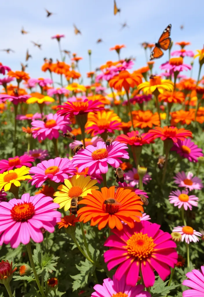 15 Stunning Zinnia and Marigold Garden Combos - 11. Pollinator Paradise