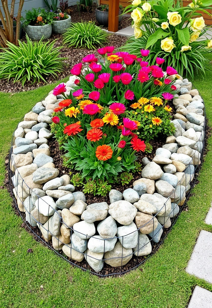 21 DIY Garden Edging Ideas on a Budget - 10. Gabion Baskets