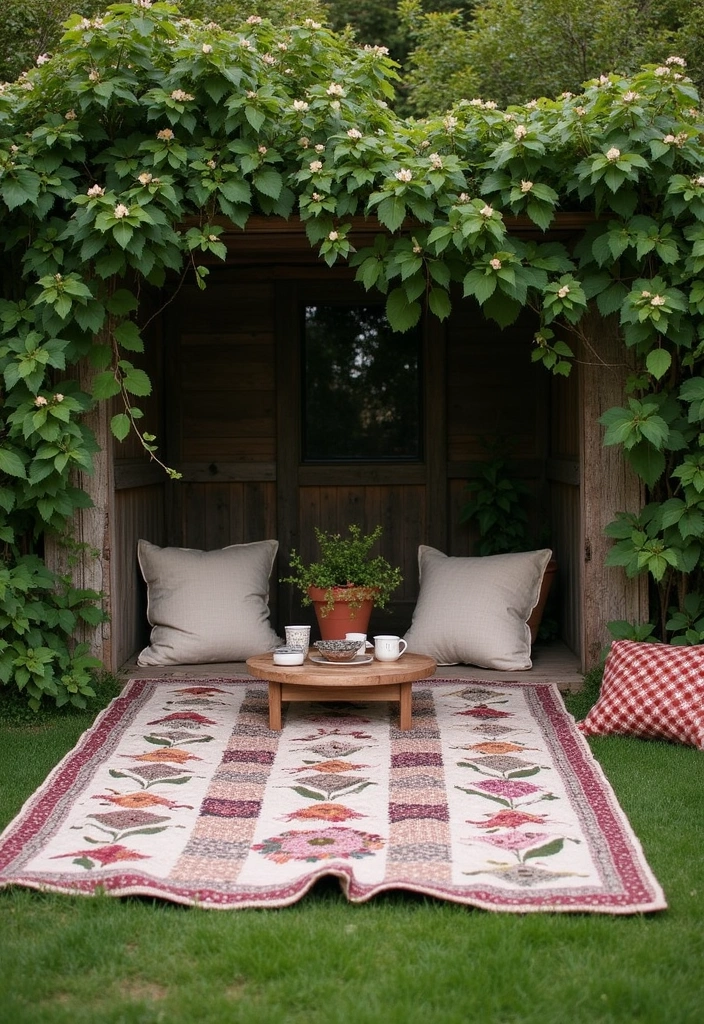 14 Cottage Core Garden Decor Ideas - 9. Cozy Nooks with Blankets