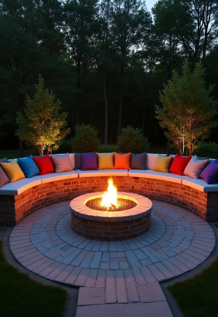 Built-in Fire Pit with Seating