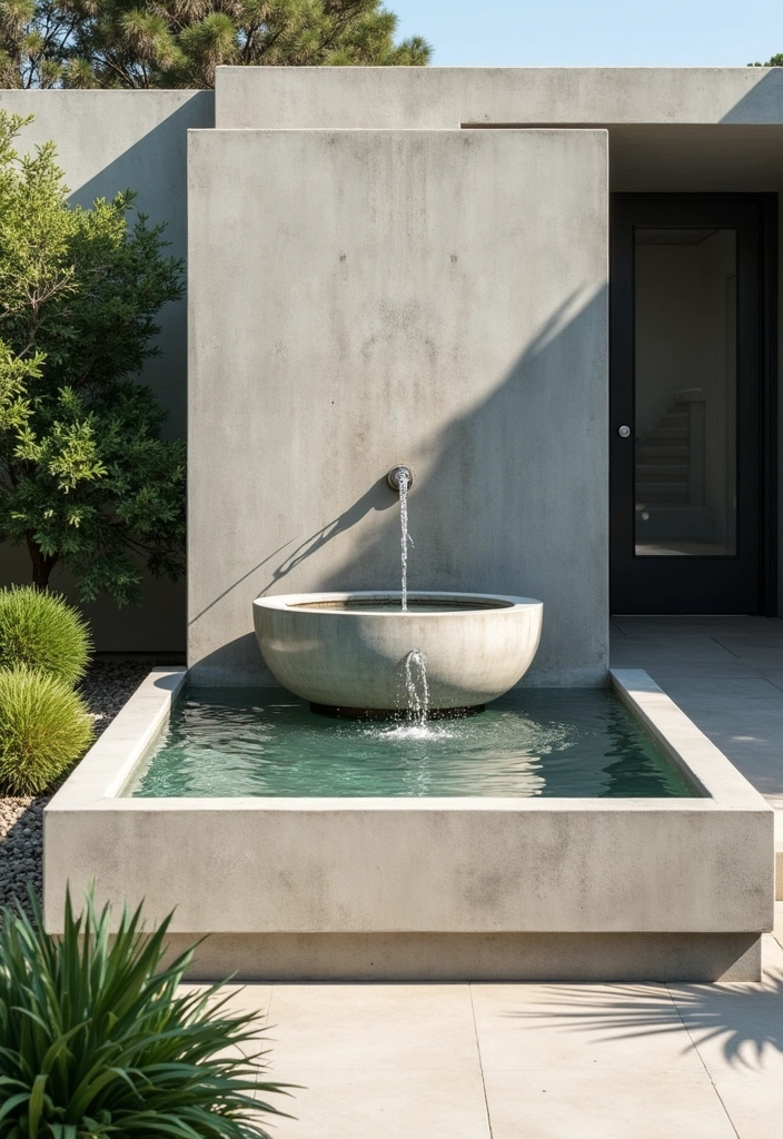 20 DIY Solar Fountain Ideas to Transform Your Garden - 4. Modern Concrete Fountain